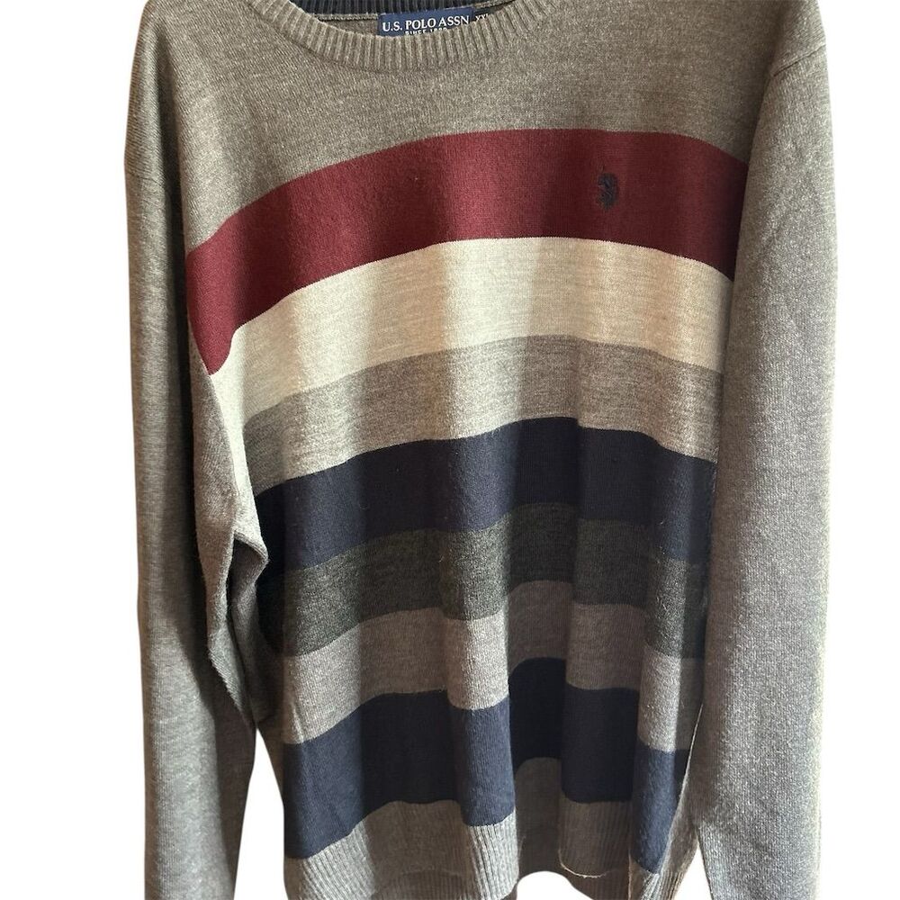 U.S. Polo Assn. Men's XXL Striped Crew Neck Sweater Multicolor Pullover